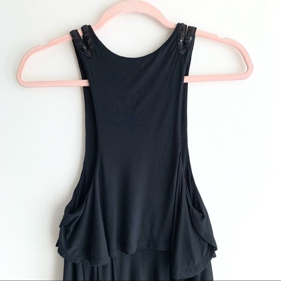 Free People Tank Top Y2K 00s Embellished Sparkle Shoulder Draped Black Size S - Picture 9 of 11